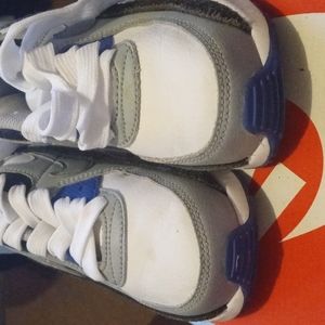 Very nice pair  air max sneakers. ,size 10 c  color blue,black,white&grey